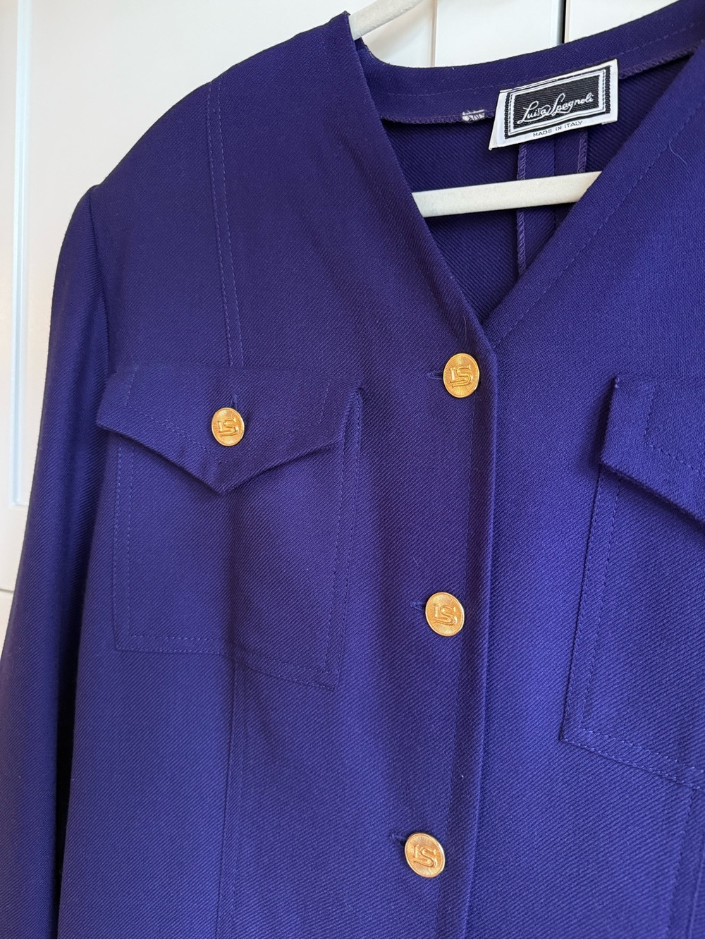 Vintage Luisa Spagnoli Deep Purple Long-Sleeve Button Midi Dress M/L - Picture 4 of 7